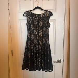 Julian Taylor Elegant Black and Cream Midi Dress